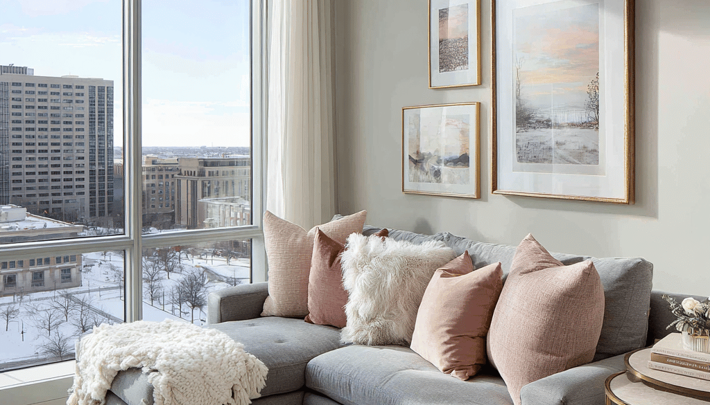 blush and gold winter decor