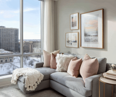 blush and gold winter decor