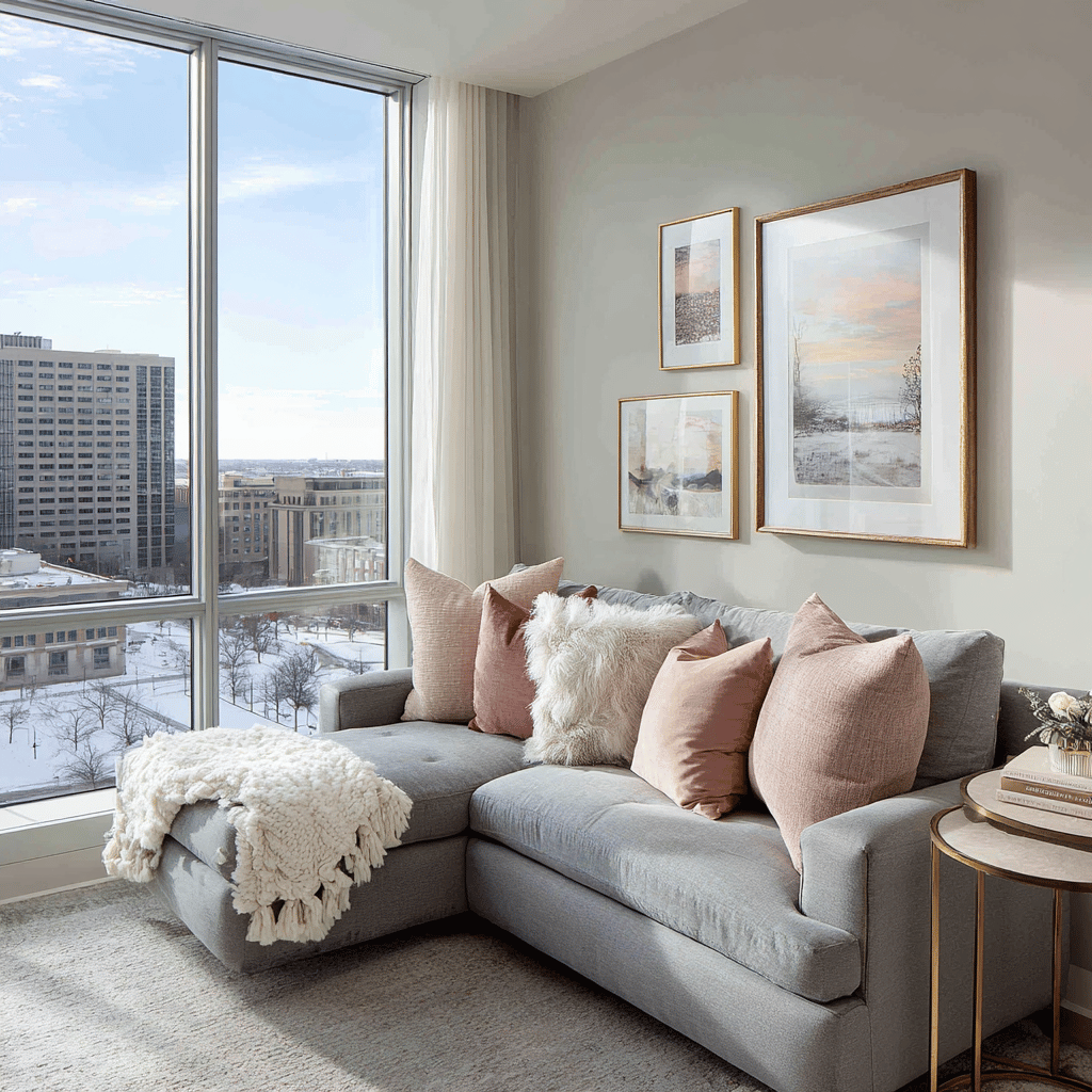 blush and gold winter decor