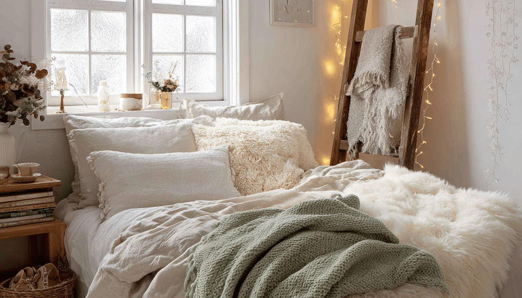 sage green winter decorating