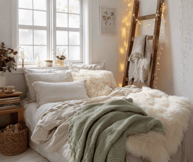 sage green winter decorating