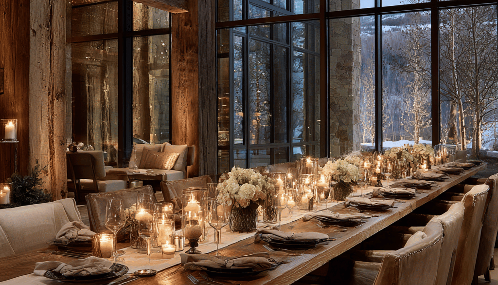 winter diner party table settings