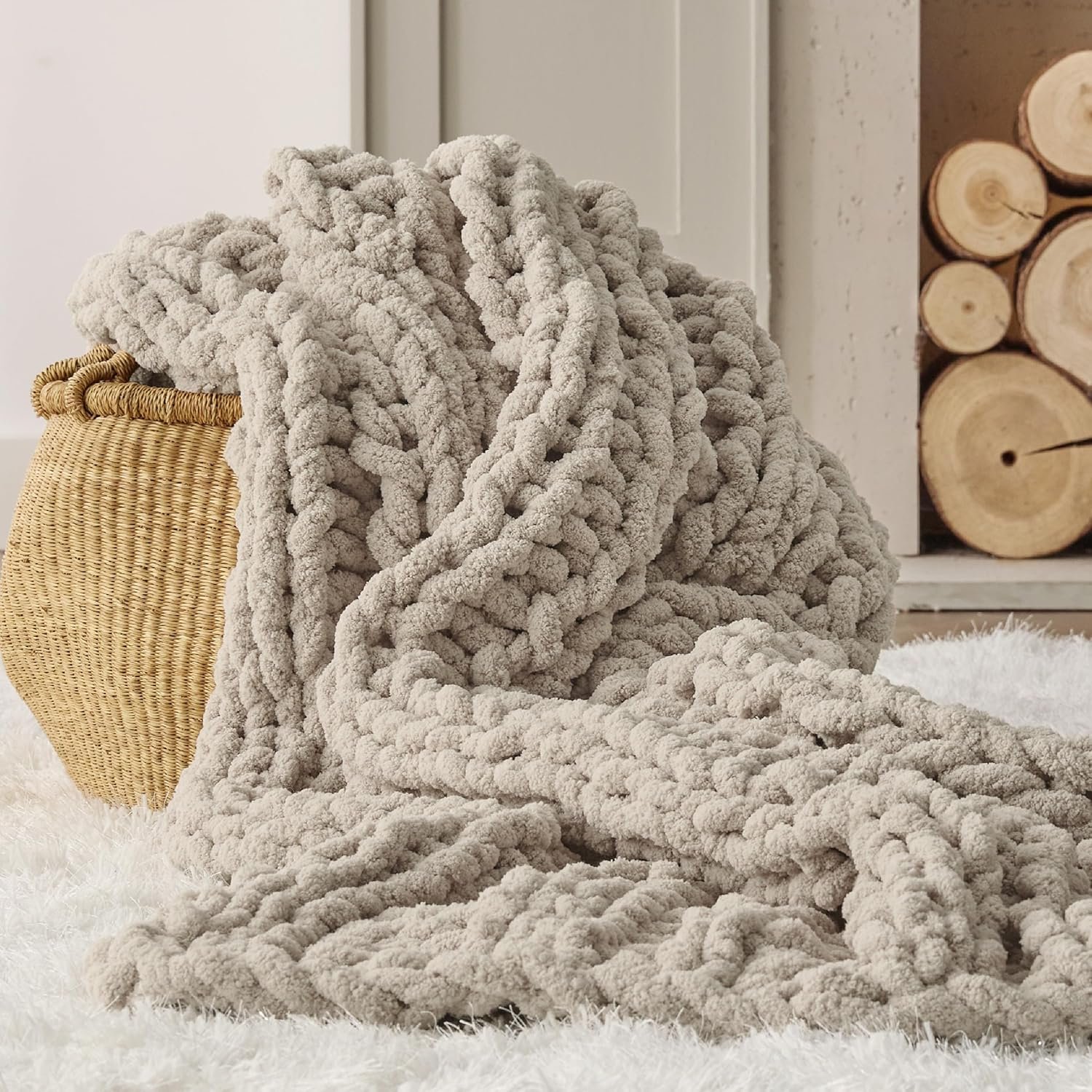 chunky knit throw blanket