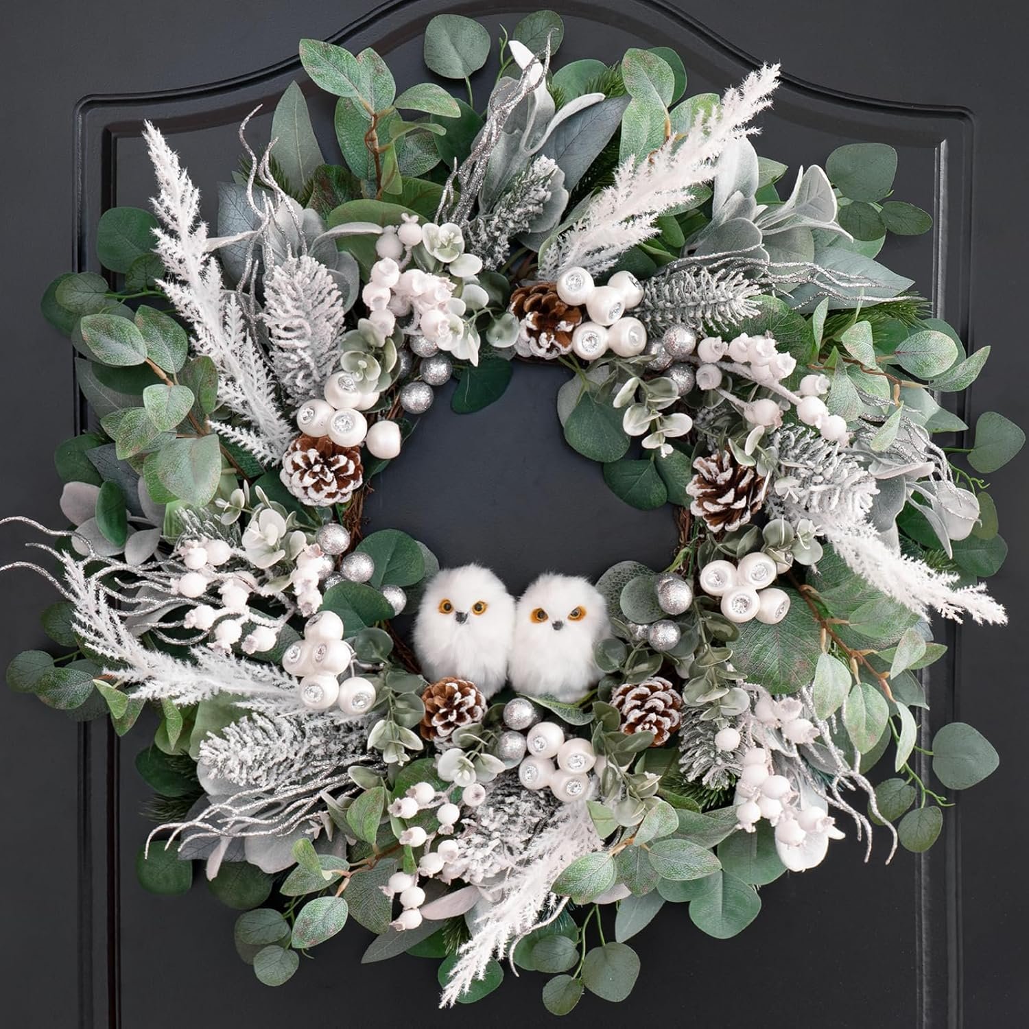 winter wreath frosted and green