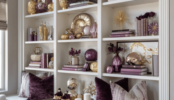 purple and gold christmas decor