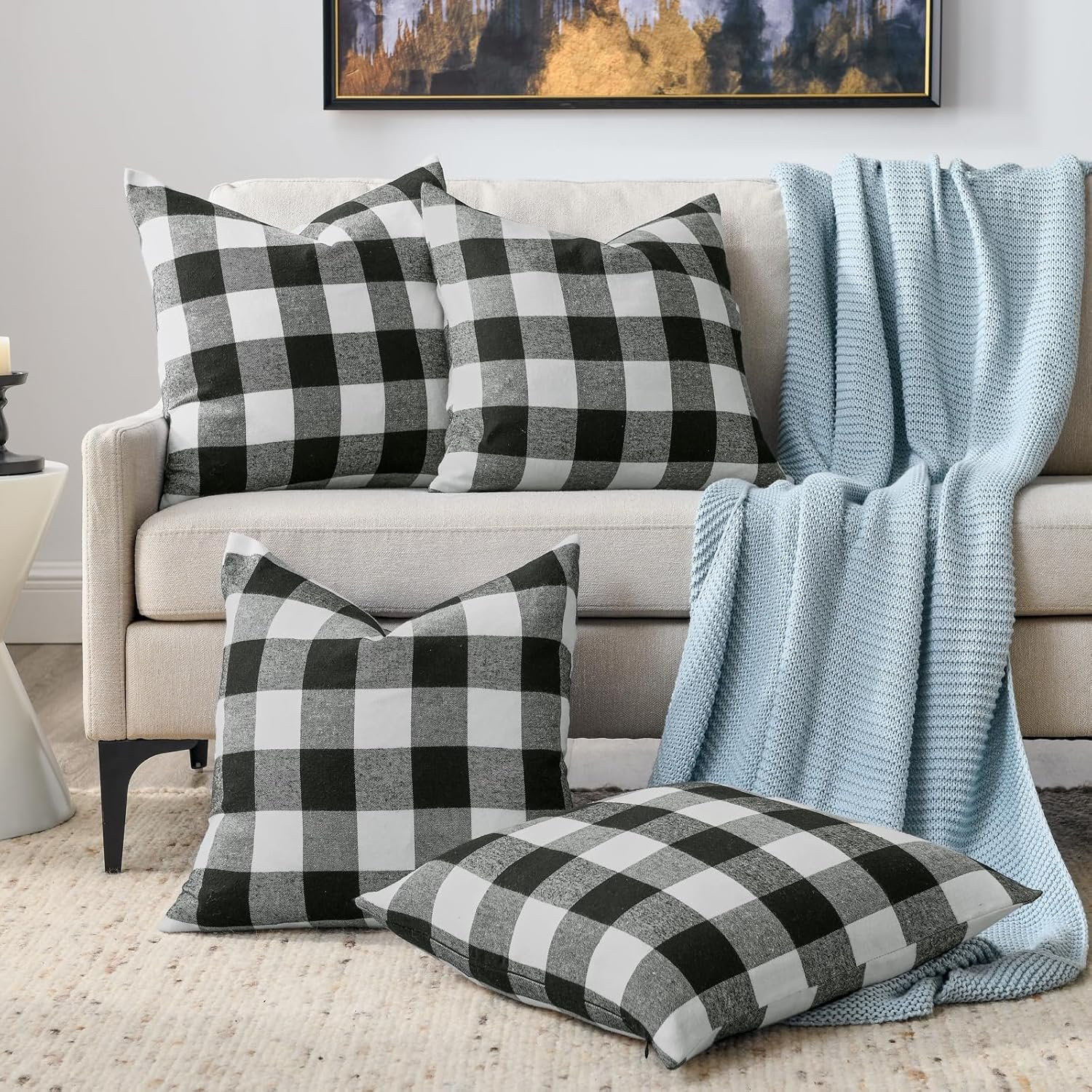 black and white buffalo check pillow covers
