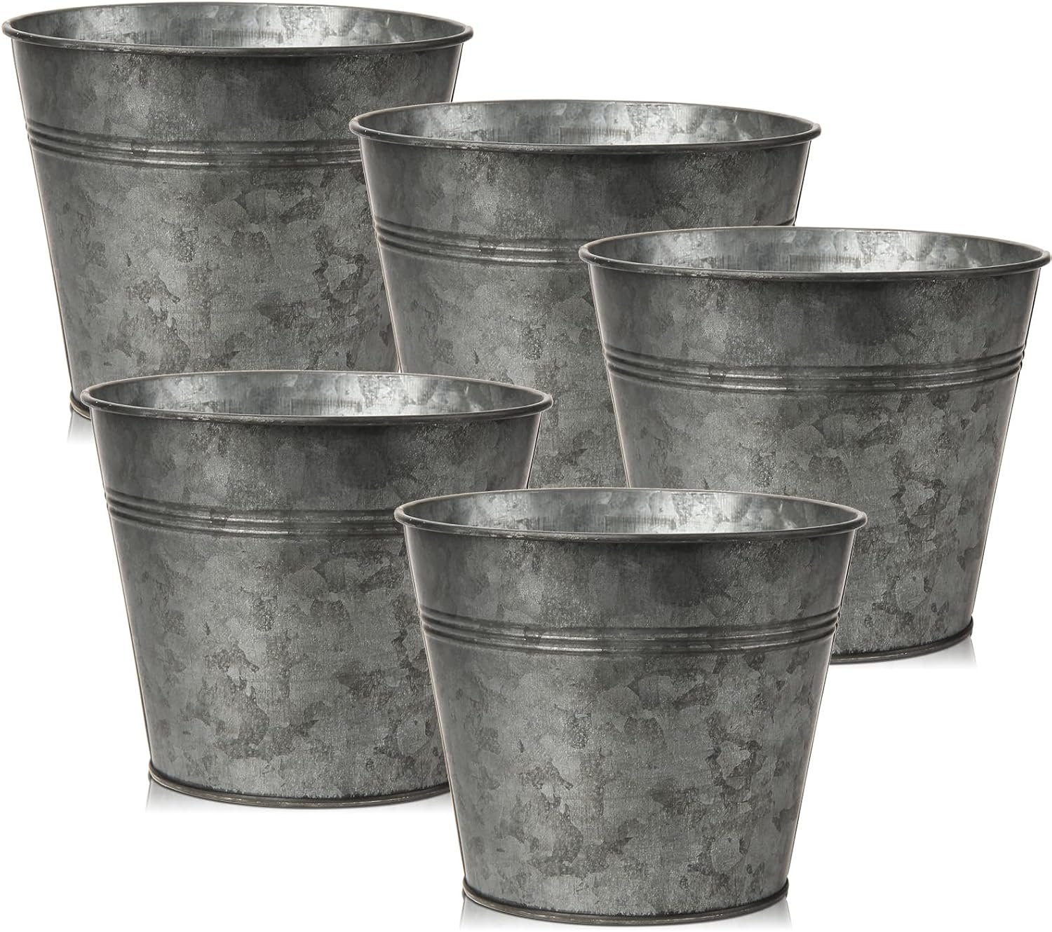 rustic galvanized buckets