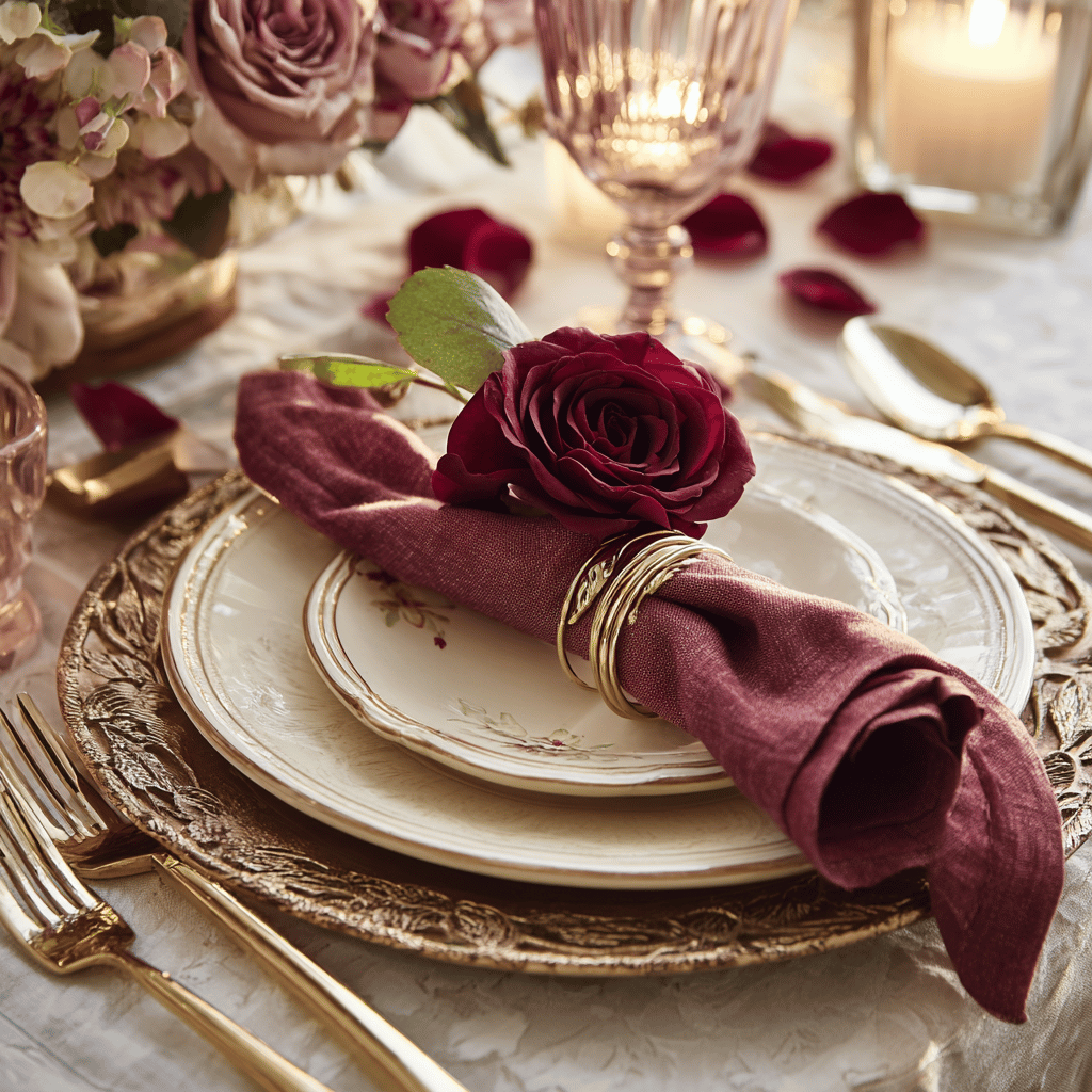 Burgundy and Gold Valentine's Decor