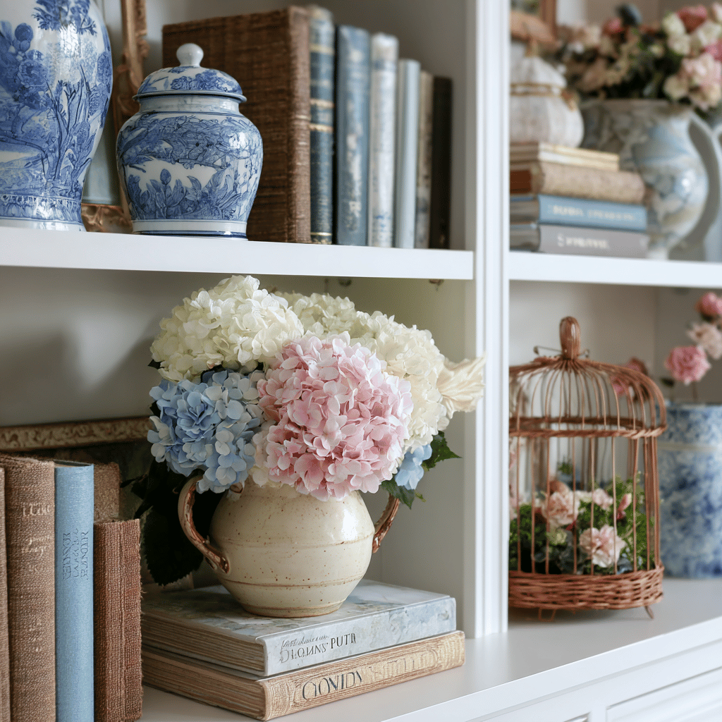 Decorating Bookshelves for Spring