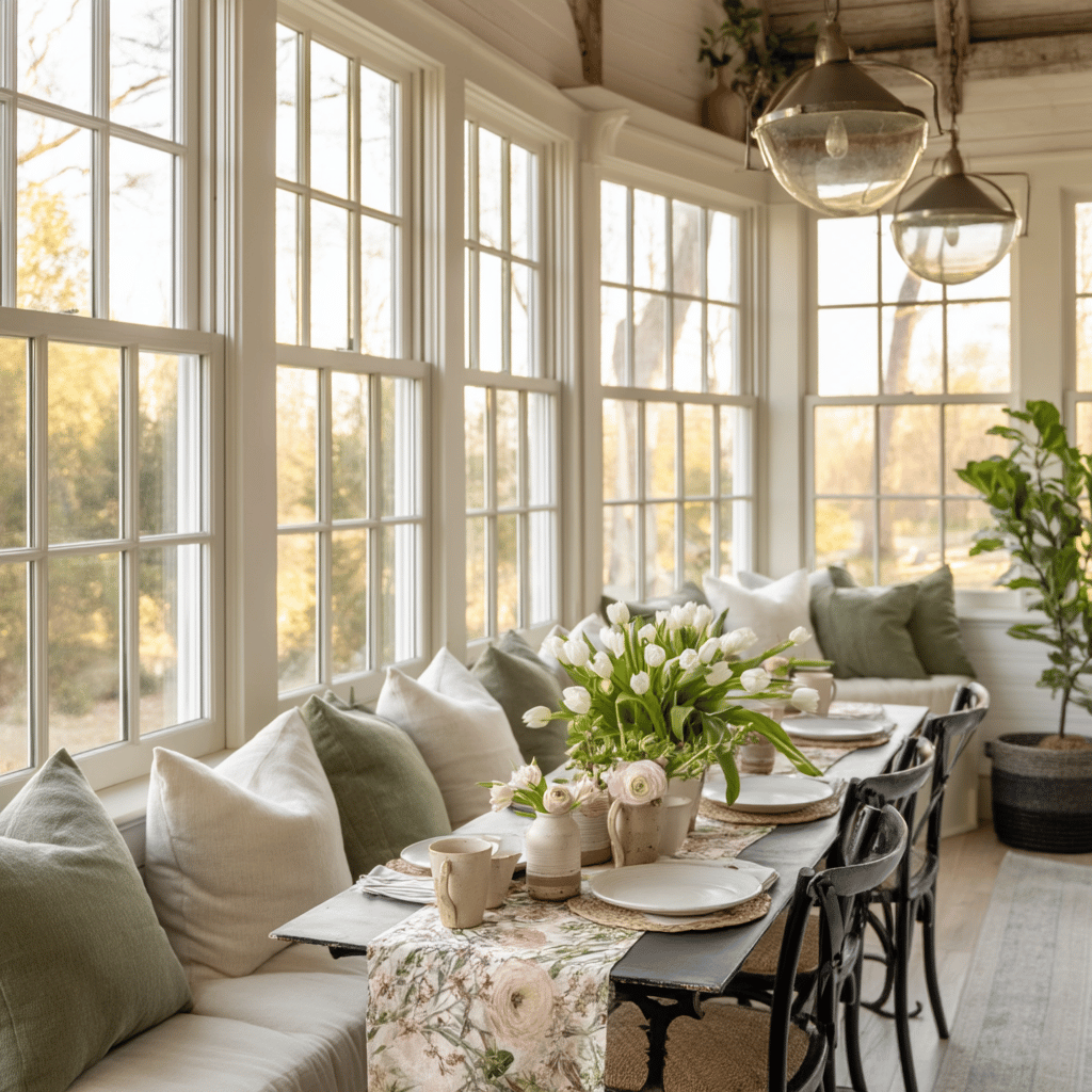 Creating a Spring Breakfast Nook in Your Sunroom
